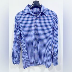 Ralph Lauren Blue and Red Plaid Button Up Dress Shirt - Size Large L